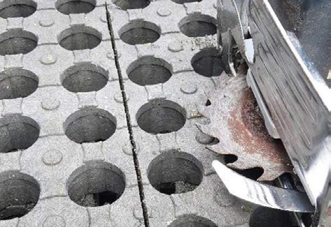 Cut Horse Mud Control Grid with circular saw