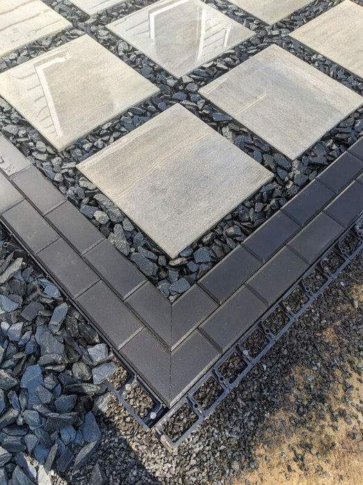 Close-up of Gravel Lok bonded gravel joints between pavers
