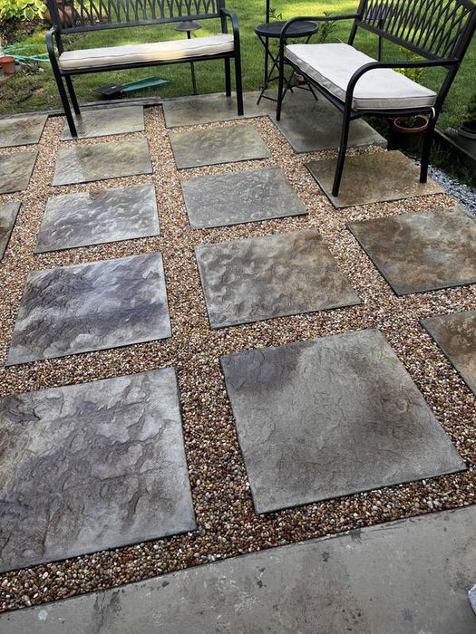 Gravel Lok bonded gravel joints between pavers on a patio
