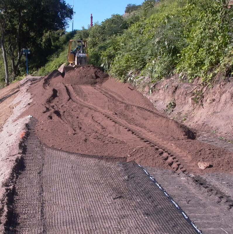 Solmax Miragrid XT geogrid installed at a jobsite
