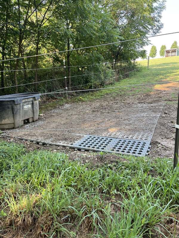 Mud control grid installed in a high-traffic muddy area
