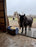 Horses standing on mud control grid mats at a run-in shelter
