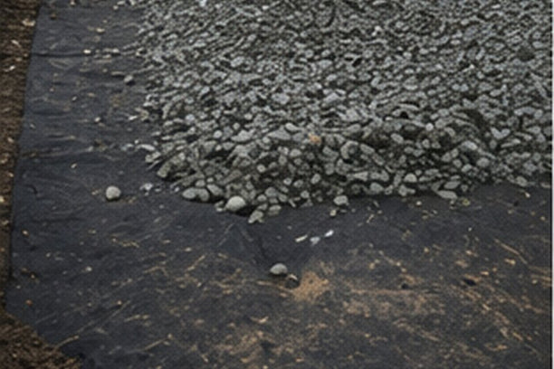 Non-woven geotextile fabric separating soil from gravel
