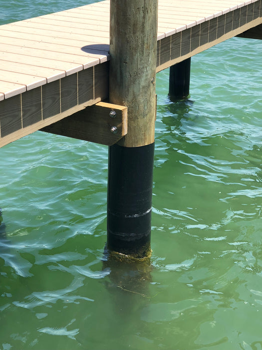 HDPE wrapped dock piling adds a protective layer to the post