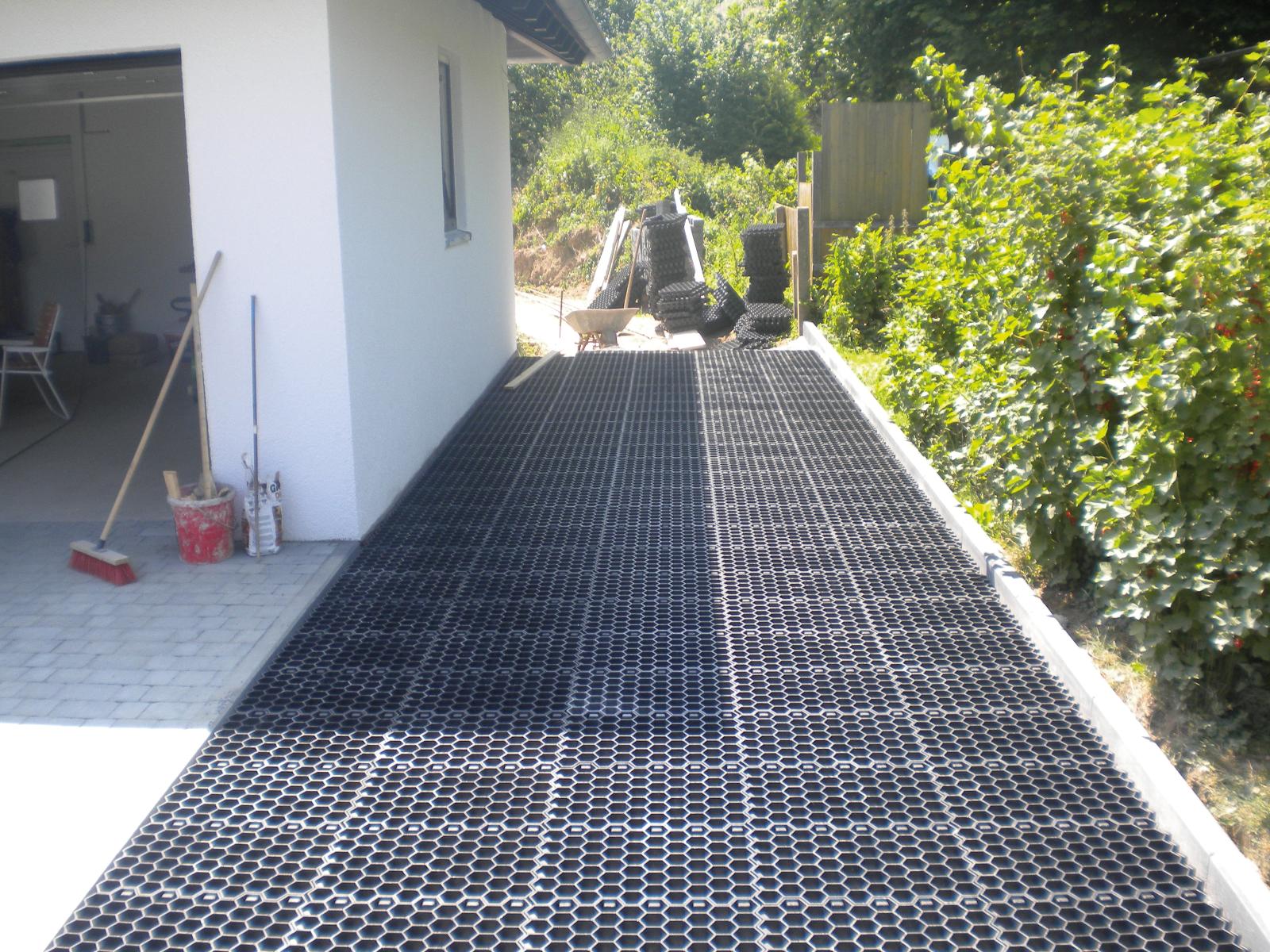Footing grid installed on side yard