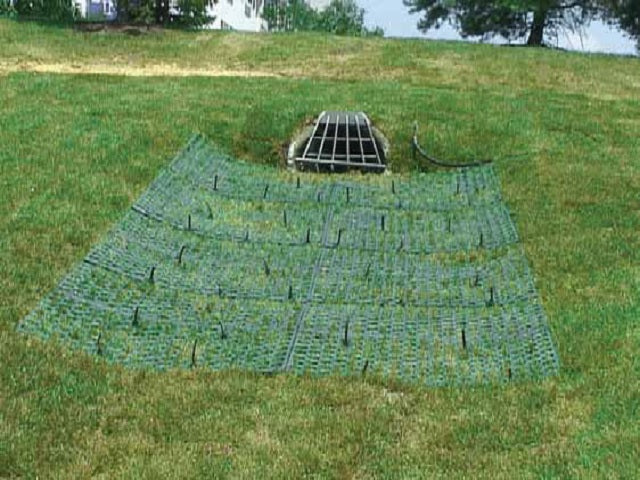 scourstop mats on drainage outlet